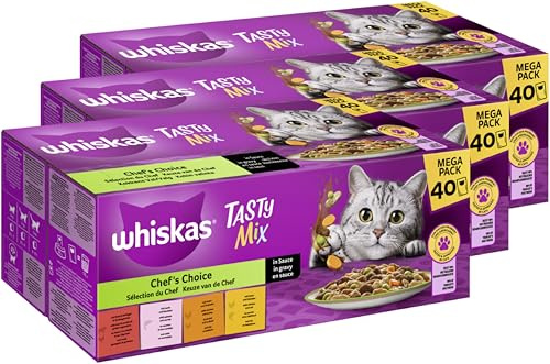 WHISKAS® Portionsbeutel Multipack Tasty Mix Chef's Choice in Sauce 3 x 40 x 85g