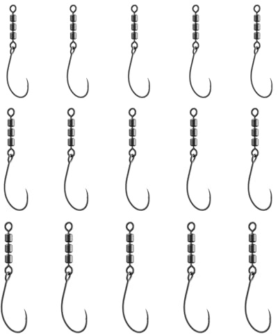 15 Pezzi Ami da Pesca Rotanti Ganci Rotori per Trota Ami da Pesca Mare Perfetto per la Pesca in Mare e in Acqua Dolce(Misura 4, 6 e 8)
