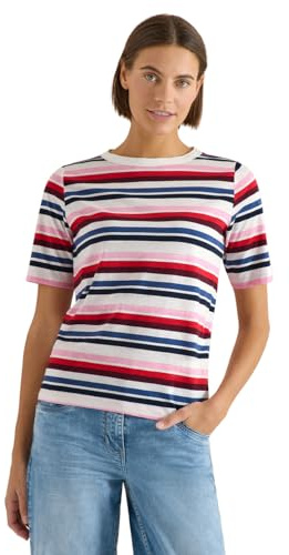 Damen Kurzarm Shirt mit Multicolor Streifen