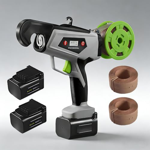 Atadora eléctrica de plantas, semiautomática, con pantalla digital, diámetro máximo de flejado de 25 mm, ideal para verduras, solución eficiente para el cuidado de las plantas