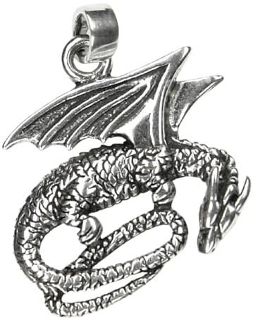 Drachensilber Kettenanhänger Drachen Schmuck 925 Sterlingsilber Anhänger Kette Gothic Larp Fashion