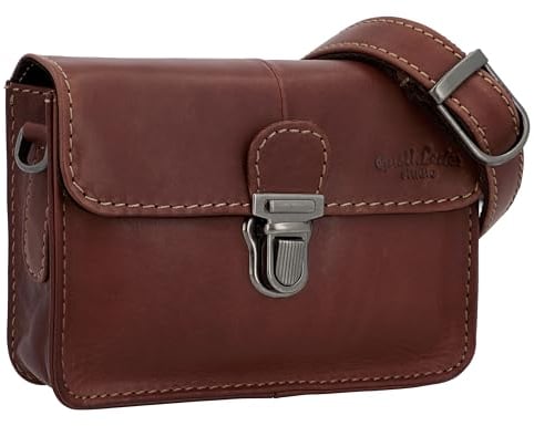 Gusti Handtasche Leder - Sarah Bauchtasche Gürteltasche Festivaltasche Umhängetasche Vintage Damen Herren (Dunkelbraun)
