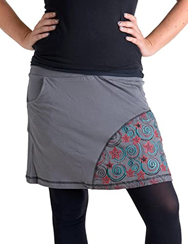 Vishes - Alternative Bekleidung - Mit Spiralen bedruckter und bestickter Baumwollrock