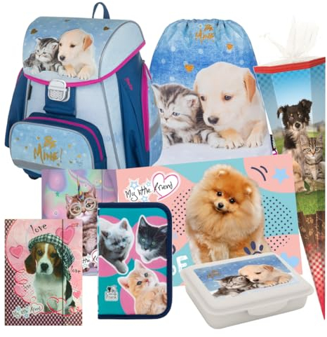 Hund Dog Mops 11 Teile Set SCHULRANZEN Ranzen TORNISTER Schultüte 85 cm Federmappe mit Sticker-von-Kids4shop