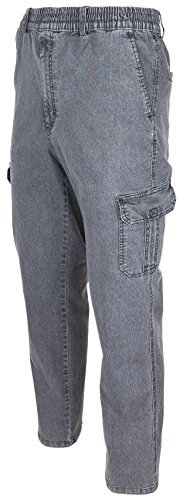 SOUNON Herren Jeans, Cargojeans, Schlupfhose Schlupfjeans, Stretchjeans Anthrazit, Groesse: 2XL