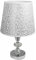 Vetrineinrete® Lume moderno da comodino abat jour lampada da tavolo in acciaio cromato e paralume decorato glitter argento D19-A P93
