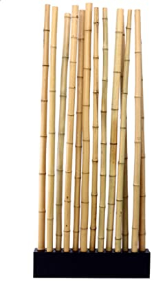 Bambus Raumteiler Paris5 mit ca. 90x12x205cm, Sockel und 13 stehende Rohre gelb 5-6cm - Design Raumtrenner aus Bambusrohren