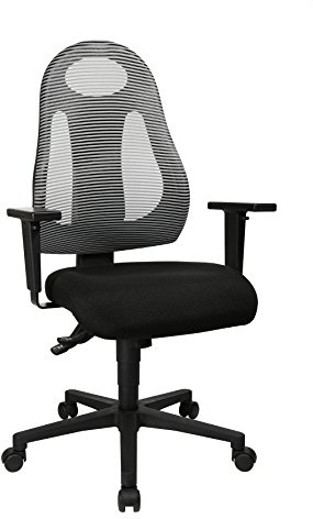 Topstar Free Art, ergonomischer Bürostuhl, Schreibtischstuhl, inkl. höhenverstellbarer Armlehnen, Stoff, Hellgrau/Schwarz