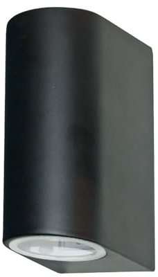 Searchlight 8008-2BK-LED Outdoor 2 Light Wall Light with Fixed Glass Lens in Black