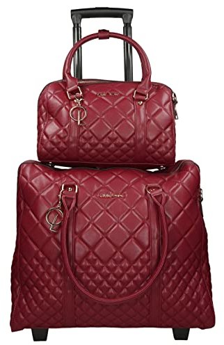 Bowatex Damen Laptop Aktentrolley mit passende Schulter Handtasche Rot