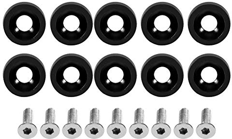 Kennzeichen Schrauben Set, Fydun 6mm Kennzeichenschrauben Schrauben Montieren Änderung M6 Gasket Bolt License Plate Frame Decoration Screw(Schwarz)