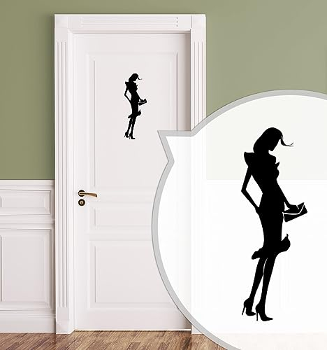 WC-Schild, Toilettenschild Lady selbstklebend, Damen, Schwarz, L