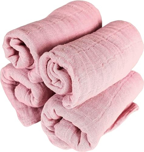 Pippi Mullwindeln 4er Pack Spucktücher Biobaumwolle Organic (Hellrosa)