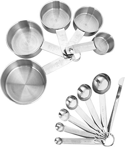 Thursday April 12 Pcs Juegos de Cucharas Medidoras Tazas y Cucharas de Medir de Acero Inoxidable con Regla de Medición para Hornear