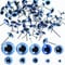 TOAOB 100pcs Light Blue Glass Eyes Kits Craft Eyes 3mm to 12mm for Doll Making Needle Felting Crafts