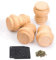 decorluxes Kallax Lot de 4 pieds en bois pour meubles - Pieds courts pour table basse, commode, chignon - Doré naturel (7,6 cm avec plaques de montage)