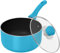 Utopia Kitchen 2 Quart Antihaft-Kochtopf mit Glasdeckel, Bakelit-Griff, Induktionsboden, Topf und Pfanne (Türkis - Schwarz)
