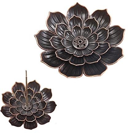 YUEMING Lotus Stick Räuchergefäß Weihrauchhalter Brenner Lotus Weihrauchbrenner 6 Loch Weihrauchbrenner Räuchergefäss Duft Zubehör mit Abnehmbarem Aschefänger für Büro Yoga Teehaus Zuhause