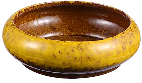 YARNOW Glasierte Keramik Pflanzer Flache Saftige Pflanzer Topf mit Drainageloch Seerose Hydroponik Schüssel Narzisse Gartenpflanze Topf Gelb