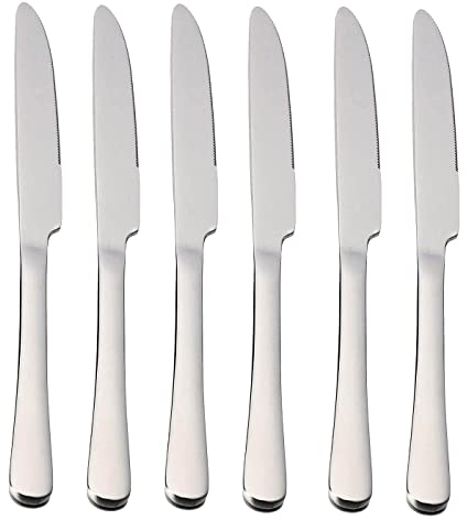 various Juego de Cuchillos de Mesa,6 uds, Acero Inoxidable,Acabado Brillante. Alta Resistencia a las Manchas,Apto Lavavajillas,Colección Minimal (Cuchillo de Mesa)