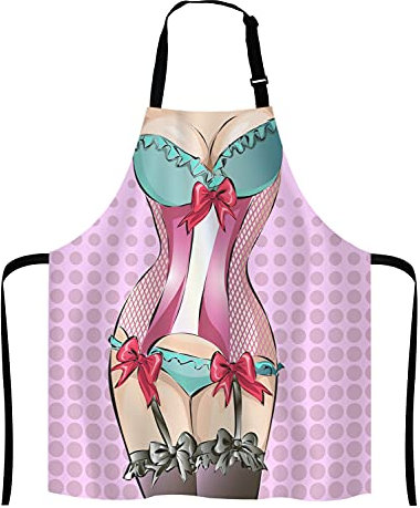 Lefolen Delantal de cocina divertido Pin-Up Sexy Bikini Girl Babero de cocina unisex con cuello ajustable para cocinar jardinería, tamaño adulto