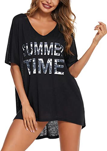 AI'MAGE Strandkleid Damen V-Ausschnitt Oversize Strandponcho Bikini Cover Up Beachwear Sommerkleid Badekleid Badeanzug S-XXL