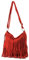 Modarno Borsa a tracolla con frange in camoscio - borsa tracolla donna in pelle scamosciata (Rosso)