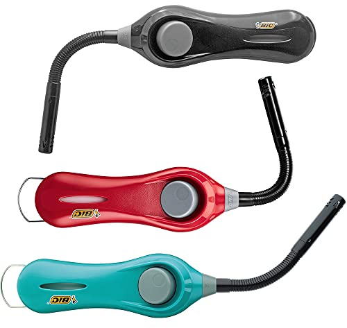 sunmondo® Stab 3er Flex Praktisches 3er-Set in den Farben: Schwarz, Rot, Blau Flexibler Stab zum verstellen und anzünden jeder Kerze Kamin Grill