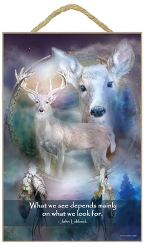 SJT Enterprises, Inc. John Lubbock Dream Catcher Art 48236 Holzschild Deer What we see depends mainly on what we look for, 17,8 x 26,7 cm