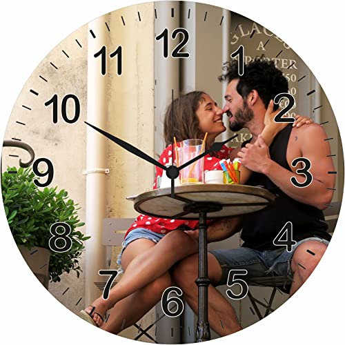 SOLO ORA Orologio da parete personalizzabile con foto/immagine e/o scritta, diam.30 cm in Forex, ottima idea regalo,regalo San Valentino, regalo personalizzato