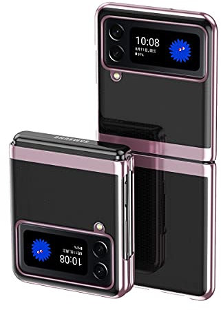 MOJIA Custodia per Samsung Galaxy Z Flip4 (Z Flip 4), Galvanotecnica Paraurti Cover, AntiGraffio Antiurto Antiscivolo Trasparente Shell per Cellulari. Oro Rosa