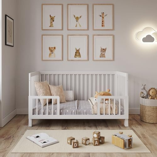 Love For Sleep Cuna Convertible en Cama 140x70cm Convertible con Barrera De Seguridad Pino Alex Juego Completo de Cuna - Cuna Cama Bebe Convertible - Baby Bed, Cuna Madera