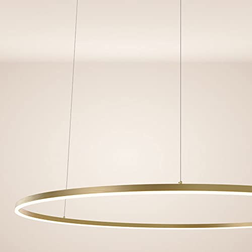 s.luce LED Ring Pendelleuchte rund Direkt oder Indirekt Hängelampe Wohnzimmerleuchte, Farbe:Gold, Größe:Ø 120cm