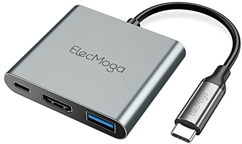 ElecMoga Adaptateur USB C vers HDMI 4K 30Hz, Hub 3 en 1 avec USB 3.0, Charge 100W pour MacBook Pro/Air, iPad Pro