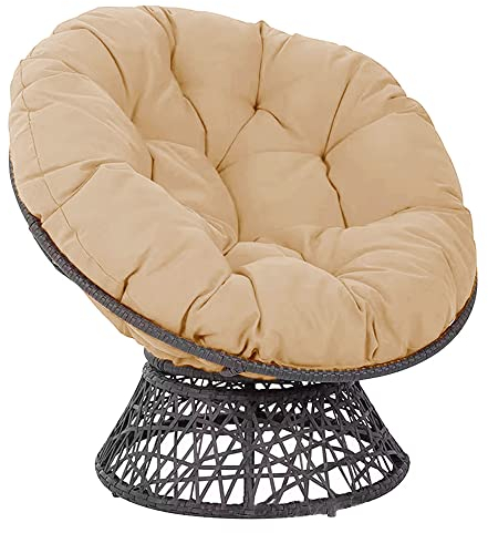 Morbuy Papasansessel Kissen Sitzauflage, Spritzwassergeschützt Rundes Dicke Stuhlkissen Bequem & Weich Sitzkissen Hängesessel für Indoor Outdoor Garten Stuhlauflage (130x130CM,Kamel)