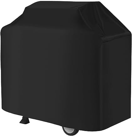 Mesybveo Funda para Barbacoa, Funda Barbacoa Exterior Poliéster Oxford 210D, Cubierta de Parrilla de Resistente con Cordón Ajustable, Anti-Viento, Anti-Polvo, Lluvia UV(145x61x117cm)