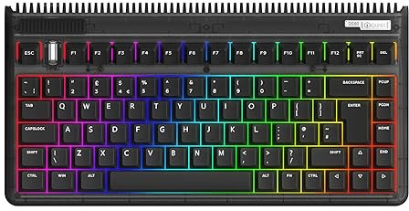 iQunix OG80 DARK SIDE Mechanical Keyboard UK Layout, Wireless RGB TKL Retro Keyboard with 2.4GHz / Bluetooth 5.1 / Wired Type-C, Tilted F-Row, Hot-Swappable Cherry MX Brown, for Windows PC/Mac