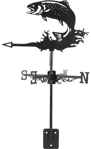 Cabilock Metall Wetterhahn Vintage Wetterfahne Meerjungfrau Figur Gartenstecker Fisch Gartendeko Rost Stecker Gartenfiguren Dekostecker Dach Rasen Balkon Terrassen Garten Dekoration