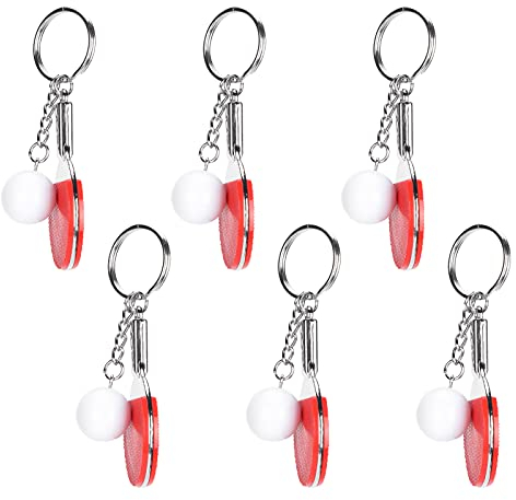 Porte-clés 6 Raquettes en Métal Alliage Raquette de Tennis de Table 6 Pièces Pendentif Simulation Breloque pour Sac Porte-clés Porte-clés Bandes Cadeaux