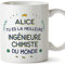 MUGFFINS Tazas Personalizadas para INGENIERA QUÍMICA mujer - En Francés - Meilleur du Monde - 11 oz / 330 ml - Regalo Personalizable original y divertido
