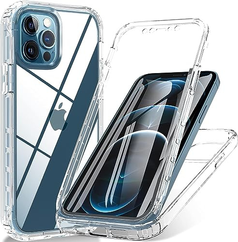 Colala Transparent Hülle für iPhone 15 Pro Max mit Bildschirmschutz, 360 Grad Schutzhülle Full Body Schutz Stoßfest Kratzfest Staubschutz Panzerhülle Handyhülle,Transparent
