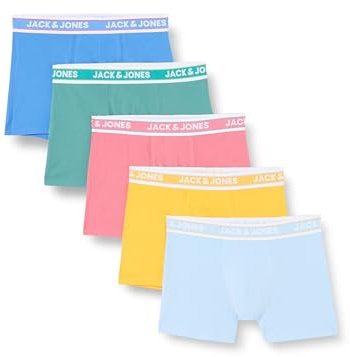 JACK&JONES JACCONNOR Solid Trunks 5 Pack Caleçon Boxeur, Palace Blue/Pack:Bottle Green-Rapture Rose-Gold Fusion-Dutch Canal, M Homme