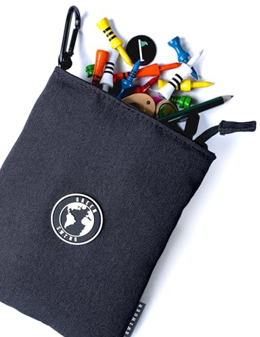 Green Swing Golf-Zubehörtasche | Golftees & Wertsachen Tasche | Zubehör für den Golfplatz | Farbauswahl (schwarz)