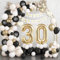 30th Birthday Decorations Black Gold Sand White - Balloon Arch Garland Kit With Champagne Gold Number 30 Foil Balloons, Happy Birthday Banner for Women Men Party Decoration