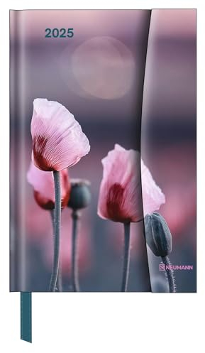 N NEUMANNVERLAGE - Flowers 2025 Diary, 10x15cm, Taschenkalender mit Magnetverschluss und Lesebändchen, Tasche für Visitenkarte, Jahres- und ... internationales Kalendarium: Magneto Diary