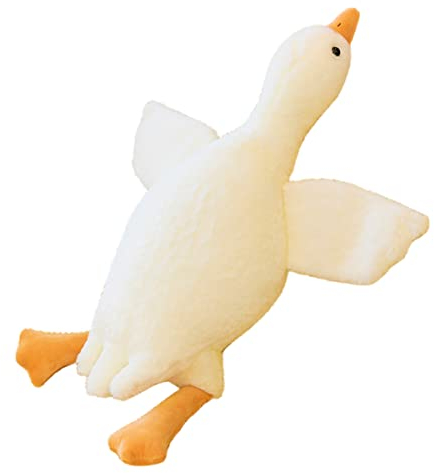 Riesige Gans Plüschkissen Niedliche Gänse Stofftiere 160cm Große Ente Weiches Kuscheltier Schlafkissen Ausgestopfte Plüschpuppe Umarmungskissen Spielzeug Sofftier, Geschenk für Kinder Erwachsene