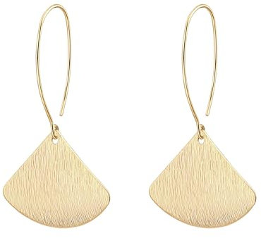 KOOUNUATA 18K Gold Flache Gebürstete Ginkgo Blatt Leichte Ohrringe Statement Geometrische Lange Hängeohrringe für Damen