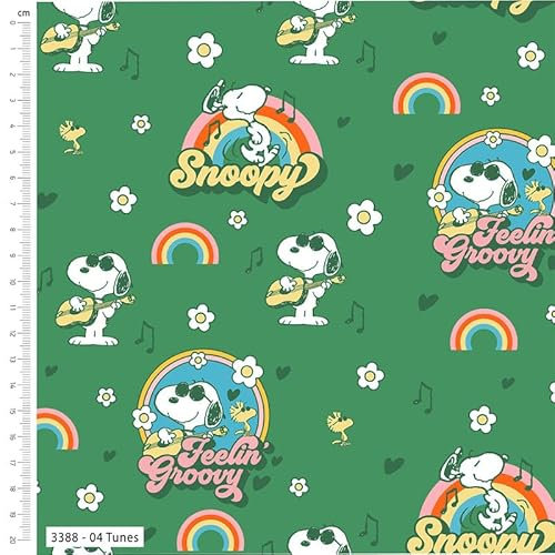 The Craft Cotton Co Tunes Groovin' Peanuts Baumwollstoff, 110 cm breit, 100 % Baumwolle, Kinder-Bastelstoff, Quilten, Nähen, Schneidern