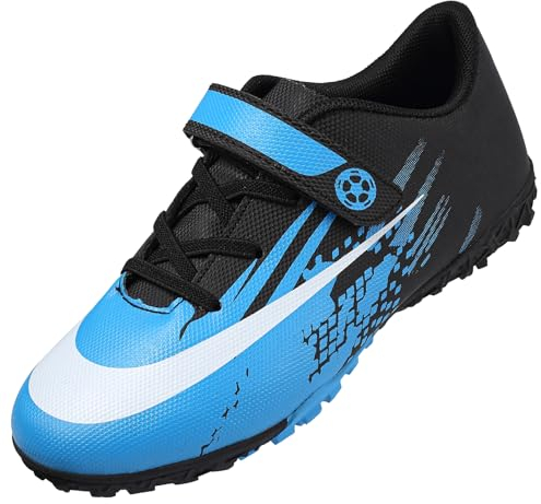 VLOOKST Fußballschuhe Jungen Kunstrasen Fussballschuhe Kinder Trainingsschuhe Mädchen Sneaker Sportschuhe Indoor Outdoor Turf Football Schuhe Unisex Blau Gr.37