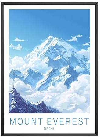 MJ-GRAPHICS® | Vintage Reise Poster Set - Mount Everest Himalaya, Nepal Berglandschaft - Fine Art Kunstdruck 300g - A3 Qualitätsdruck Travelposter im Retrostil mit intensiven Farben - ohne Rahmen